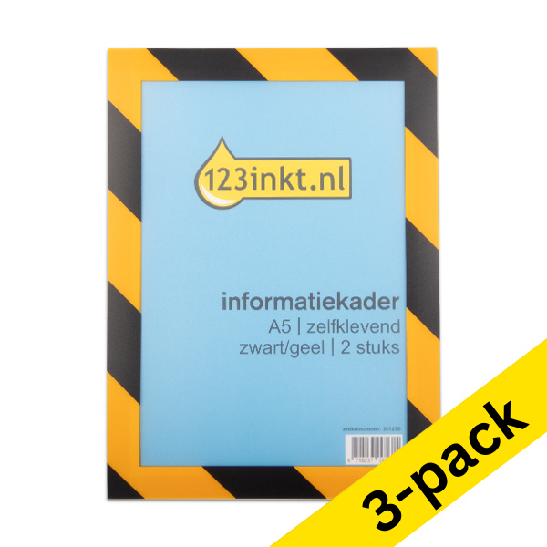 123ink black/yellow A5 self-adhesive information frame (3 x 2-pack)  301280 - 1