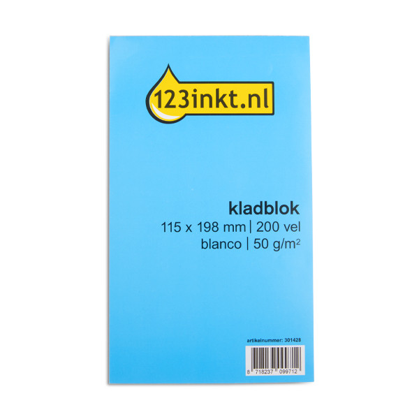 123ink blank notepad 115mm x 198mm, 200 sheets K-55000C 301428 - 1