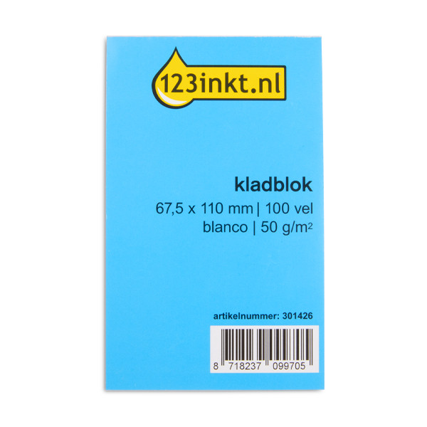 123ink blank notepad 67.5mm x 110mm, 100 sheets K-55100C 301426 - 1