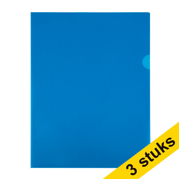 123ink blue A4 transparent view folder 120 micron (100-pack x3) 390653 - 1