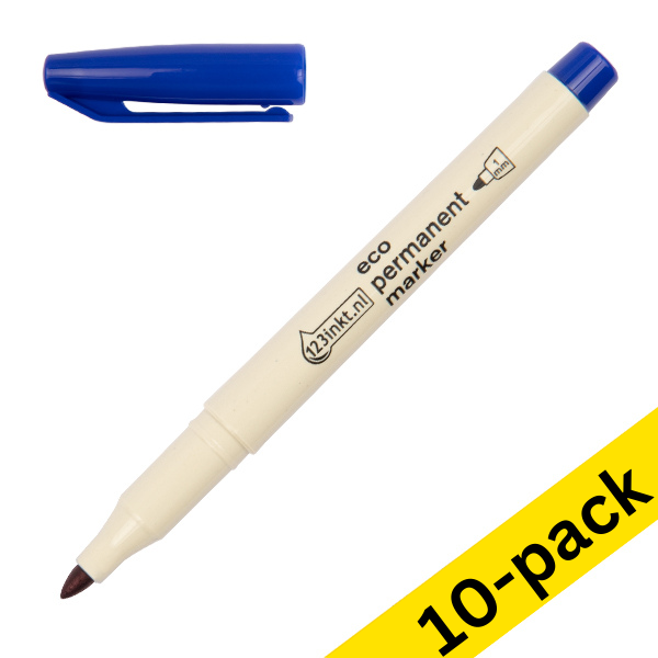 123ink blue eco permanent marker (1mm round) (10-pack)  390607 - 1