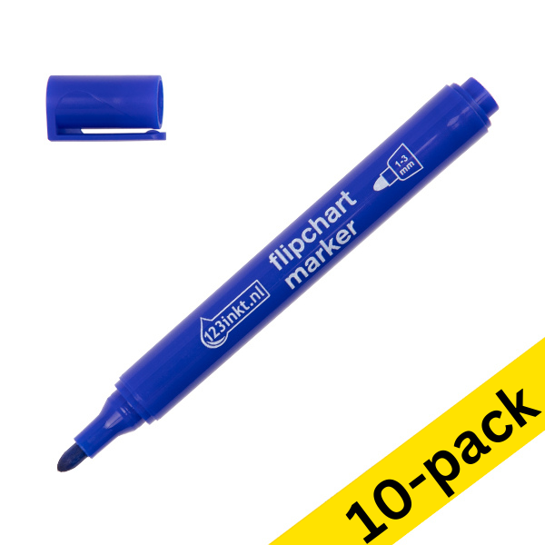 123ink blue flipchart marker (1mm - 3mm round) (10-pack)  390562 - 1