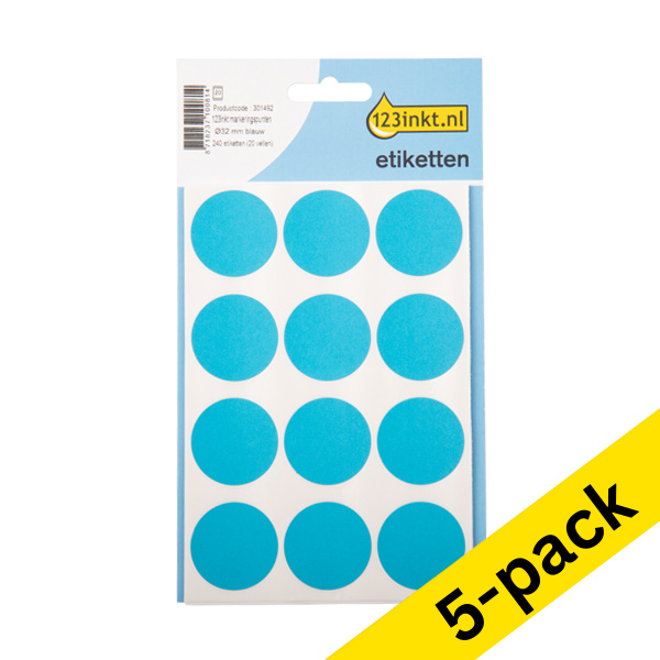 123ink blue marking dots, Ø 32mm (240 labels) (5-pack) 301526 - 1