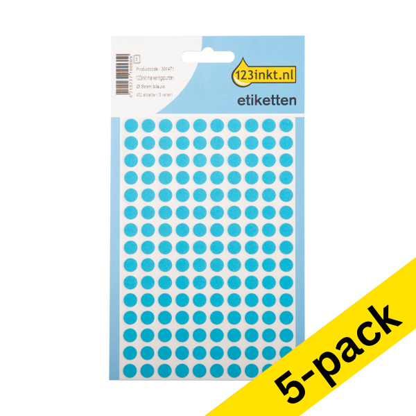 123ink blue marking dots, Ø 8mm (450 labels) (5-pack)  301505 - 1