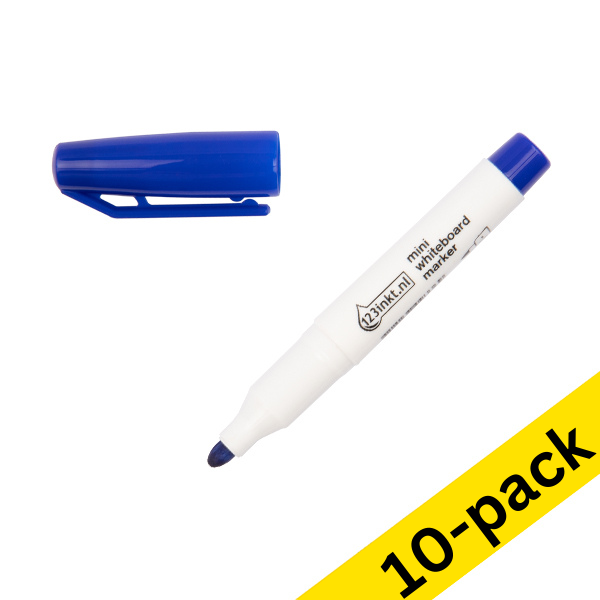 123ink blue mini whiteboard marker (1mm round) (10-pack)  390571 - 1