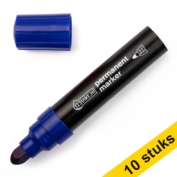 123ink blue permanent marker (3mm - 7mm round) (10-pack)  300867 - 1