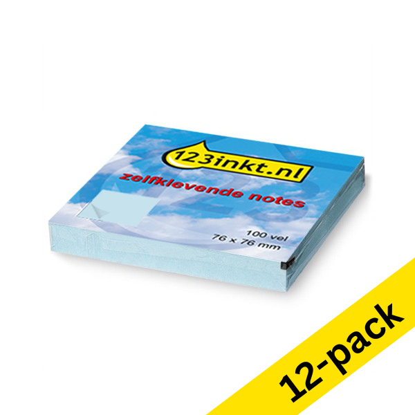123ink blue self-adhesive notes, 100 sheets, 76mm x 76mm (12-pack)  300247 - 1