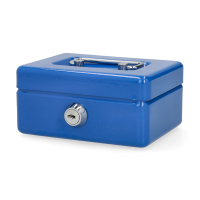 123ink blue steel cash box with coin slot, 12.5cm x 9.5cm x 6cm 302935