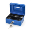 123ink blue steel cash box with coin slot, 12.5cm x 9.5cm x 6cm 302935 - 2