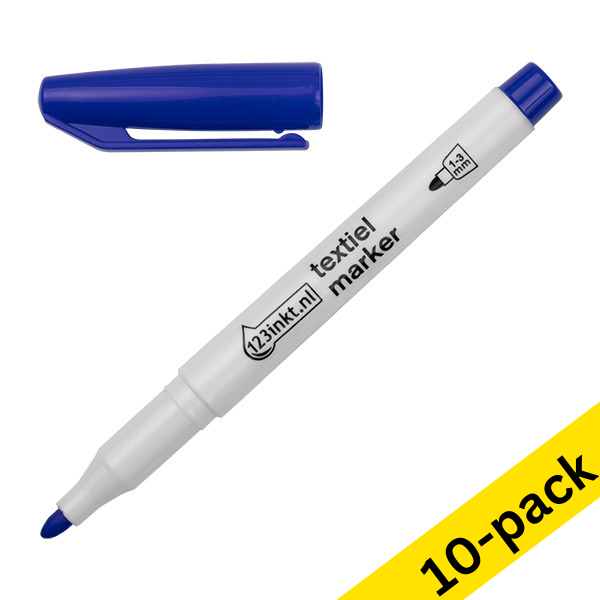 123ink blue textile marker (1mm - 3mm round) (10-pack) 300872 - 1