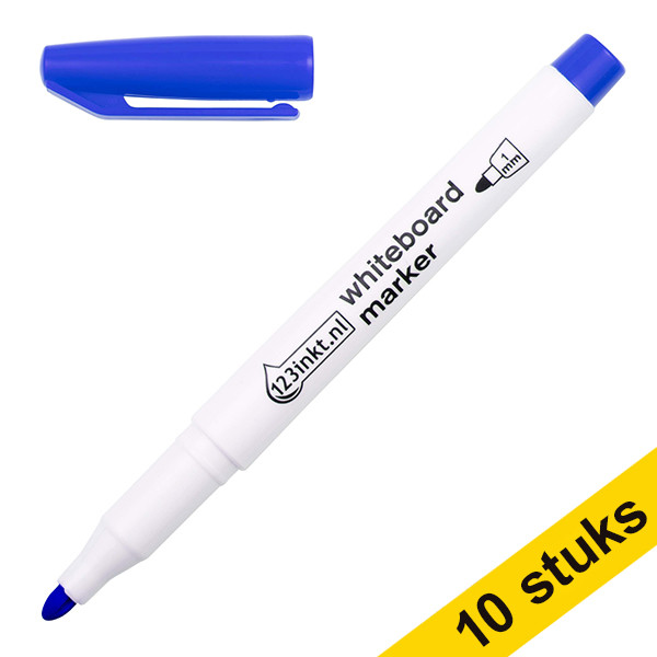123ink blue whiteboard marker (1mm round) (10-pack)  300893 - 1