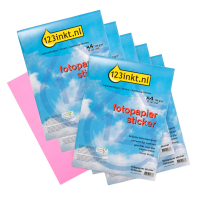 123ink bright pink A4 matte photo sticker paper (10-pack x6) 300348