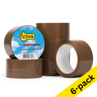 123ink brown packing tape, 50mm x 66m | 6 x 6-pack 301383