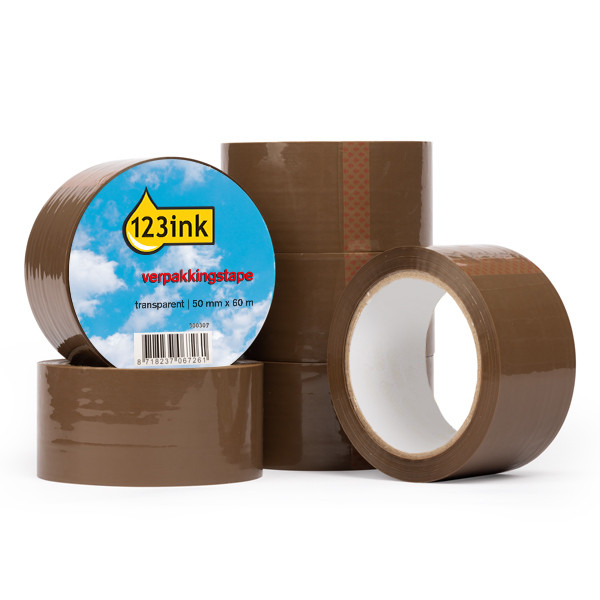 123ink brown packing tape, 50mm x 66m (6-pack)  300308 - 1