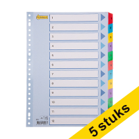 123ink coloured A4 cardboard indexes with 1-12 (23 holes)(5-pack)  301712