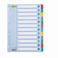 123ink coloured A4 cardboard indexes with 1-12 (23 holes) 301621
