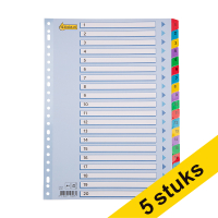 123ink coloured A4 cardboard indexes with 1-20 (23 holes)(5-pack)  301713