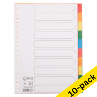 123ink coloured A4 plastic tabs with 10 tabs (23 holes) (10-pack)