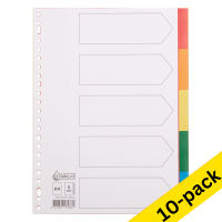 123ink coloured A4 plastic tabs with 5 tabs (23 holes) (10-pack)