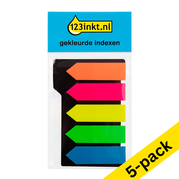 123ink coloured index arrows, 45mm x 12mm (5 x 25 tabs) (5-pack) 301085 - 1