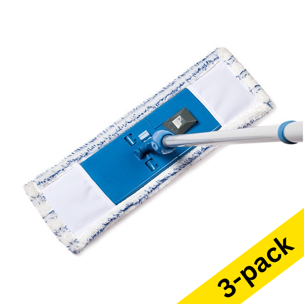 123ink floor mop with adjustable handle and microfibre cloth (3-pack)  SDR07328 - 1