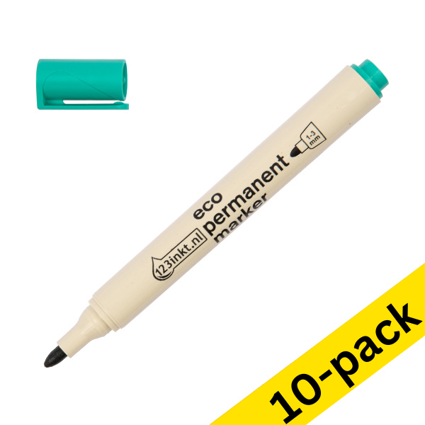 123ink green eco permanent marker (1mm - 3mm round) (10-pack)  390600 - 1
