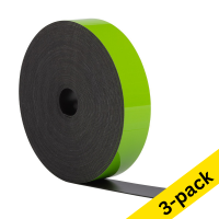 123ink green erasable magnetic label tape, 2cm x 10m (3-pack)