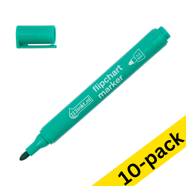 123ink green flipchart marker (1mm - 3mm round) (10-pack)  390564 - 1
