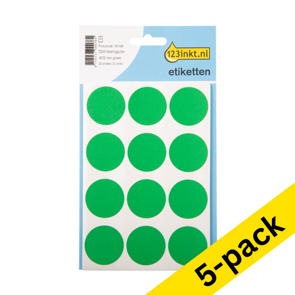 123ink green marking dots, Ø 32mm (240 labels) (5-pack) 301523 - 1