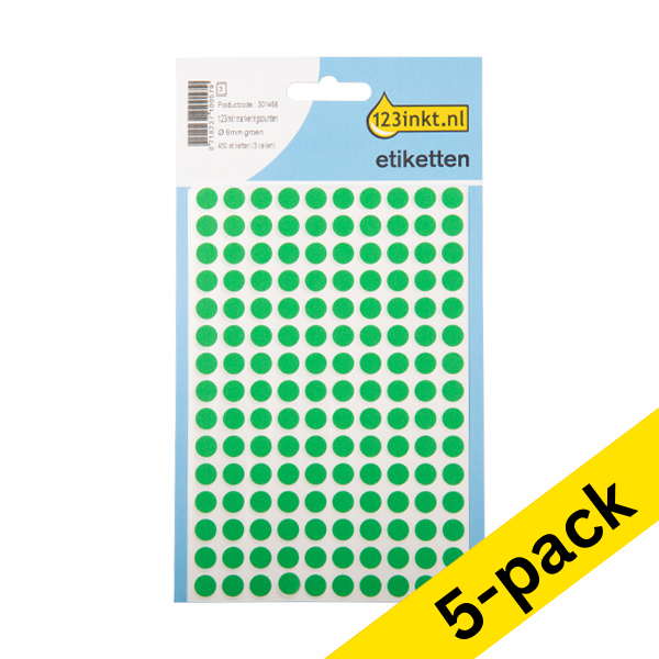 123ink green marking dots, Ø 8mm (450 labels) (5-pack)  301502 - 1