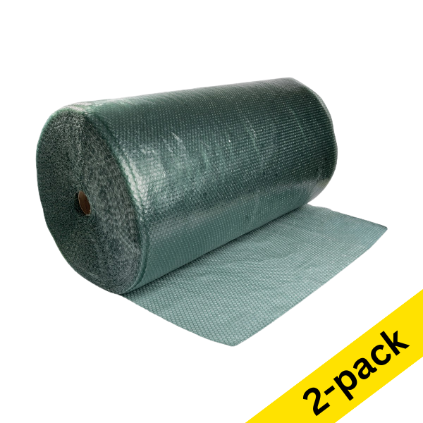 123ink green recycled bubble wrap, 100cm x 100m (2-pack) 302880 - 1