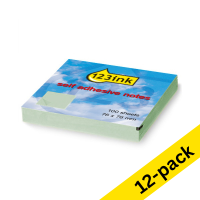 123ink green self-adhesive notes, 100 sheets, 76mm x 76mm (12-pack)  300249
