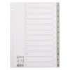 123ink grey A4 plastic tabs with indexes 1-12 (23 holes)