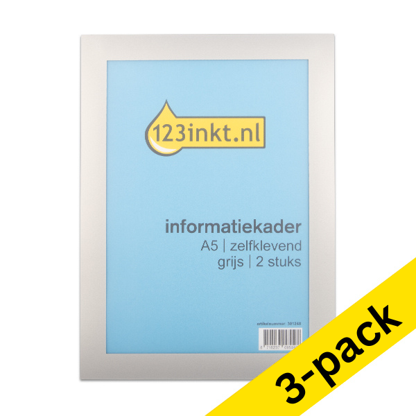 123ink grey A5 self-adhesive information frame (3 x 2-pack)  301278 - 1