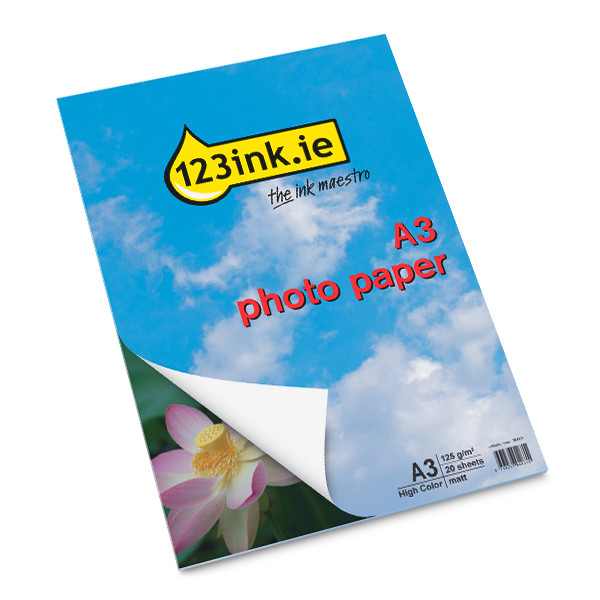 123ink high colour matte photo paper, A3, 125g (20 sheets)  064161 - 1