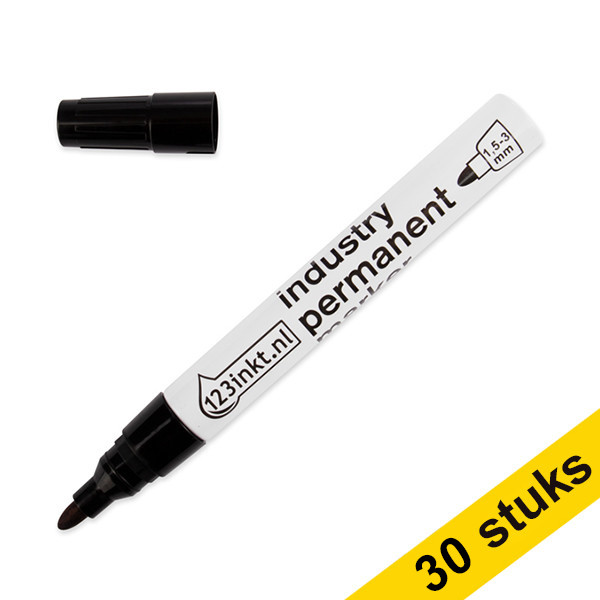 123ink industrial permanent marker black (1.5mm - 3mm round) (30-pack)  301368 - 1