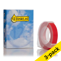 123ink letter press S0898150 / 520102 white on red embossing tape | 3-pack 650770