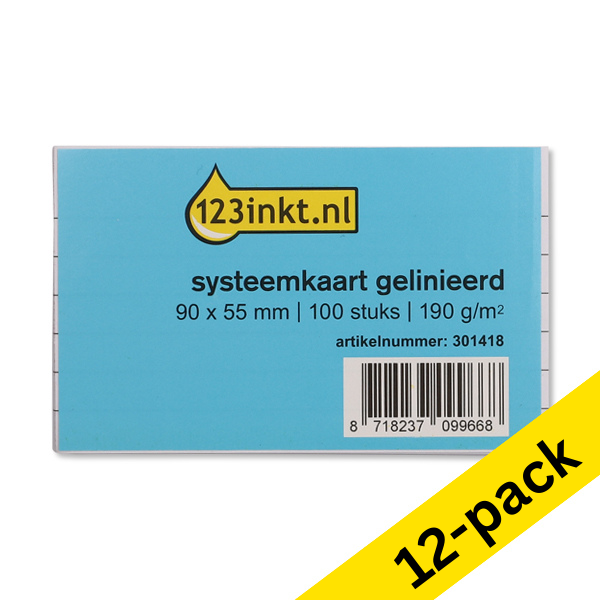123ink lined system cards, 90mm x 55mm (12 x 100-pack)  301419 - 1