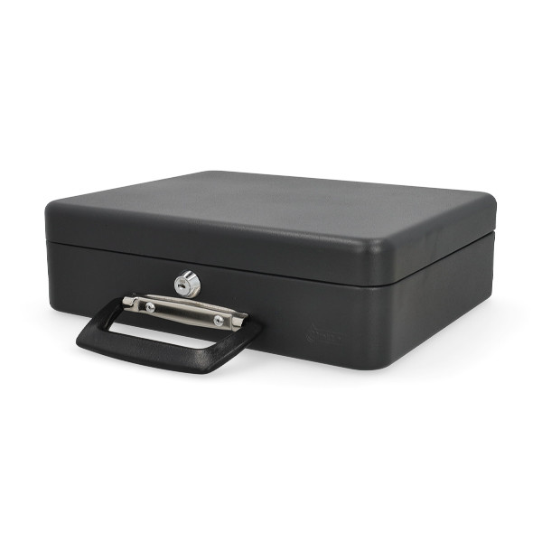 123ink luxury black steel cash box, 30cm x 25.5cm x 9.3cm 302939 - 1