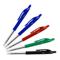 123ink medium assorted ballpoint pen with push button (5-pack) 876753C 302071