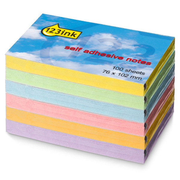 123ink multicolour self-adhesive notes, 600 sheets, 76mm x 102mm  301117 - 1