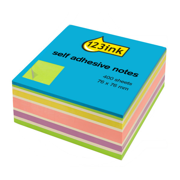 123ink neon green adhesive notes cube, 400 sheets, 76mm x 76mm 2028NBC 21537C 300811 - 1