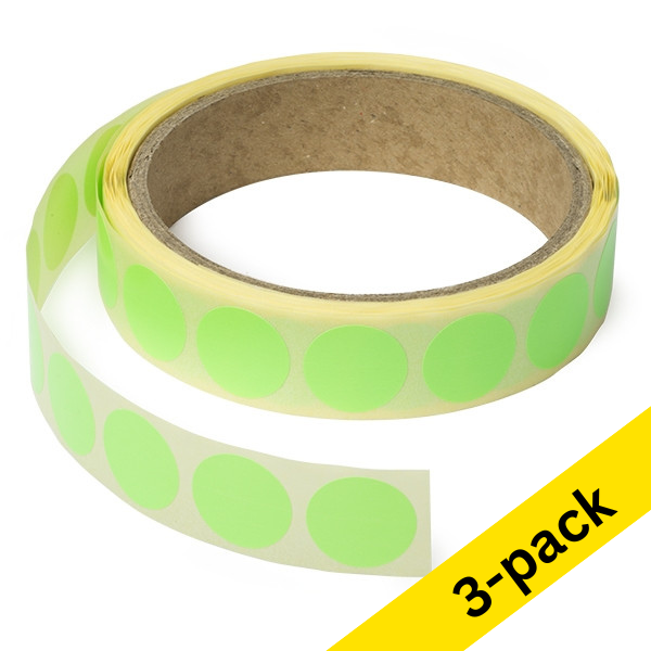 123ink neon green marking dots Ø 18mm (3 x 1,000 labels)  035240 - 1