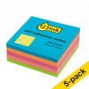 123ink neon mix mini cube self-adhesive notes, 250 sheets, 51mm x 51mm (5-pack)