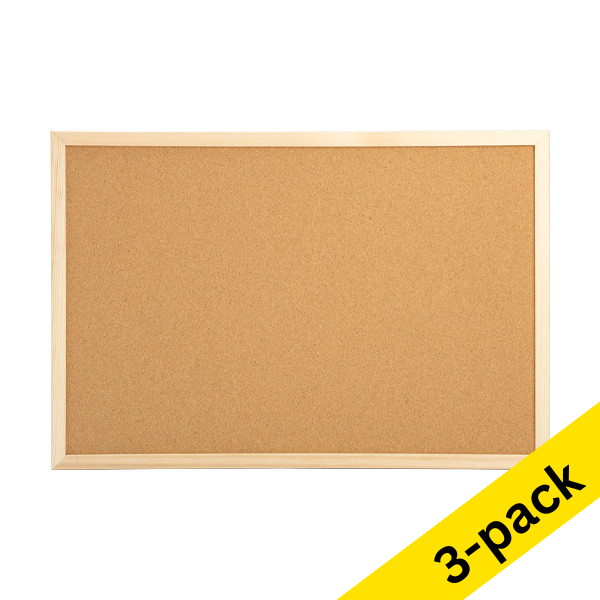 123ink notice board with wooden frame, 40cm x 60cm (3-pack) 302245 - 1