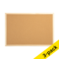 123ink notice board with wooden frame, 40cm x 60cm (3-pack)
