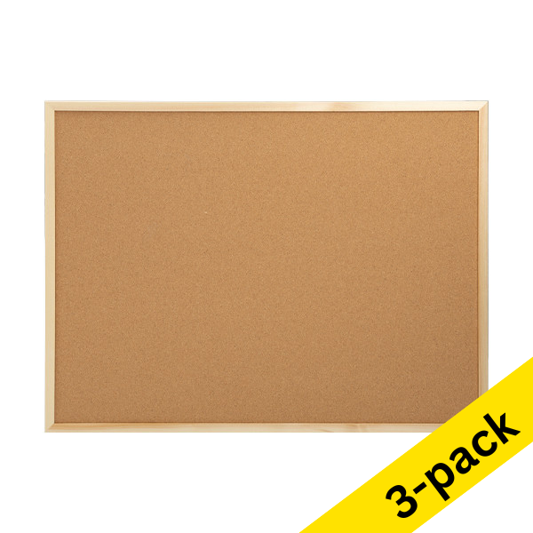 123ink notice board with wooden frame, 60cm x 80cm (3-pack) 302247 - 1