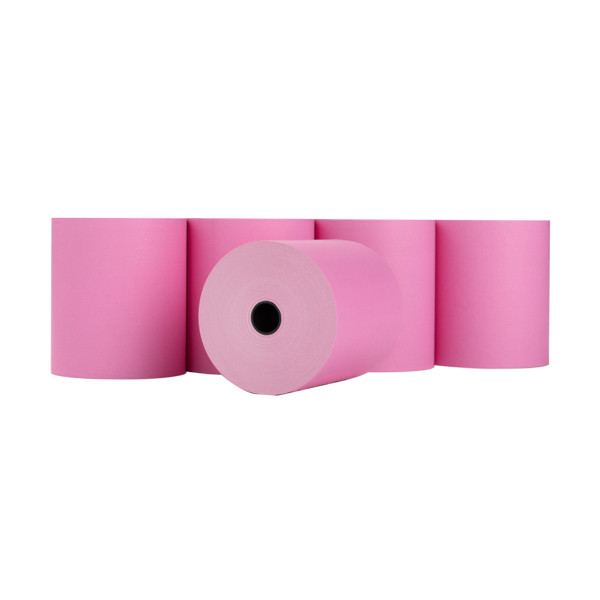 123ink pink thermal cash register roll, 80mm x 80mm x 12mm (5-pack) 302690 - 1