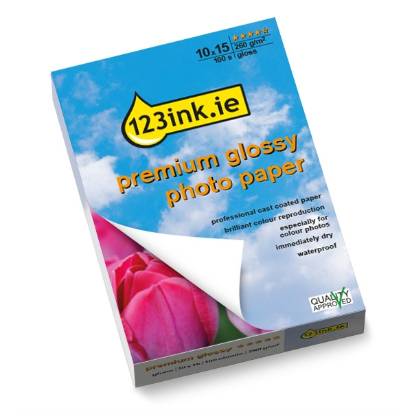 123ink premium gloss photo paper, 10x15, 260g (100 sheets)  064130 - 1