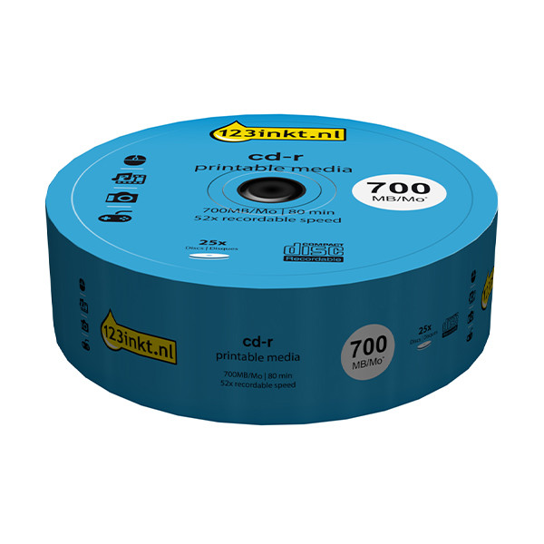 123ink printable CD-R 80 min. in cakebox (25-pack) CR7D5JB25/00C 301227 - 1
